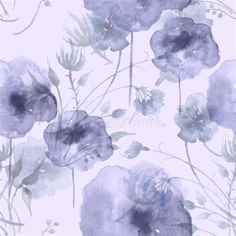 Watercolor Poppy Watercolor Vintage Seamless Pattern With Drawing