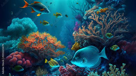 Tropical Underwater Life Of A Coral Reef Neural Network Generated Art