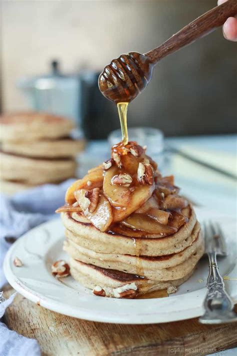 Whole Wheat Pancakes With Apple Compote Joyful Healthy Eats