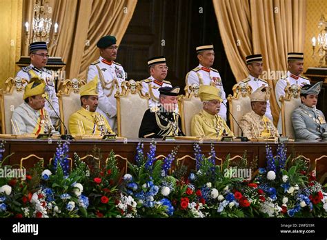 Sultan Ibrahim Sultan Iskandar Front Center Sits During The Oath