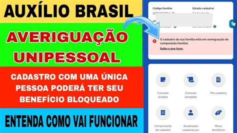 AUXÍLIO BRASIL ATENÇÃO AVERIGUAÇÃO UNIPESSOAL SEU BENEFÍCIO PODE SER