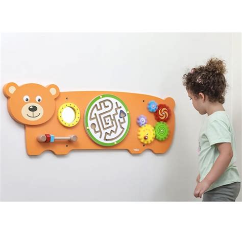 Viga Wooden Activity Wall Panel Toy Bear Design Wall Sensory Board