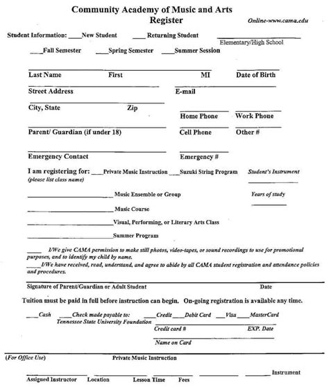 School Registration Form Template Word