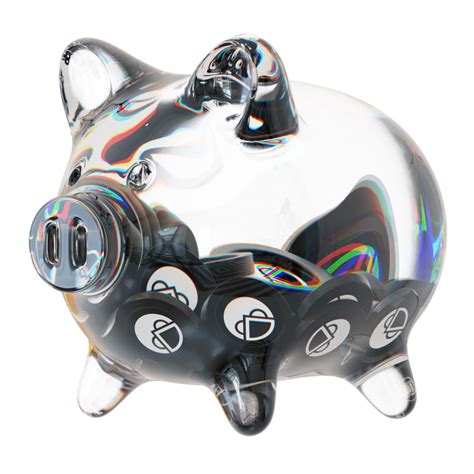 Gnosis Gno Clear Glass Piggy Bank With Decreasing Piles Of Crypto Coins