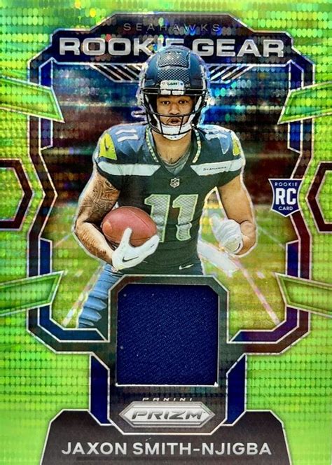 Jaxon Smith Njigba 2023 Prizm RG JS Rookie Gear Neon Green Pulsar