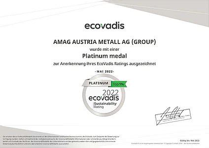 Amag Receives Highest Rating Platinum In The Area Of Sustainability Amag