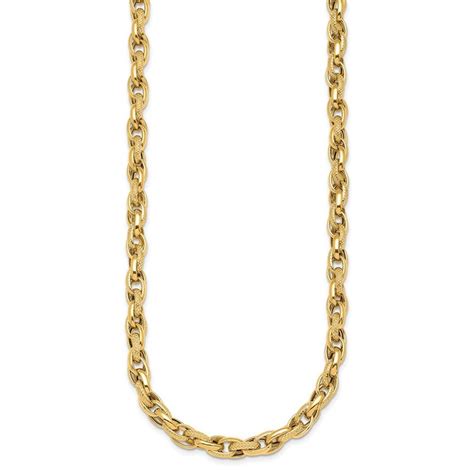 K Yellow Gold Yellow Gold Polished And Textured Mm Link Chain