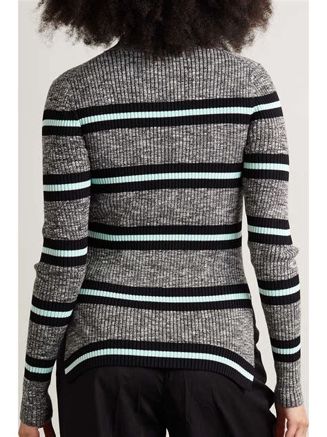 Proenza Schouler White Label Striped Ribbed Knit Turtleneck Sweater