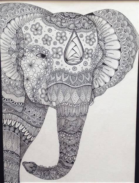 Zentangle Elephant Adult Colouring Elephants Zentangles Pinterest