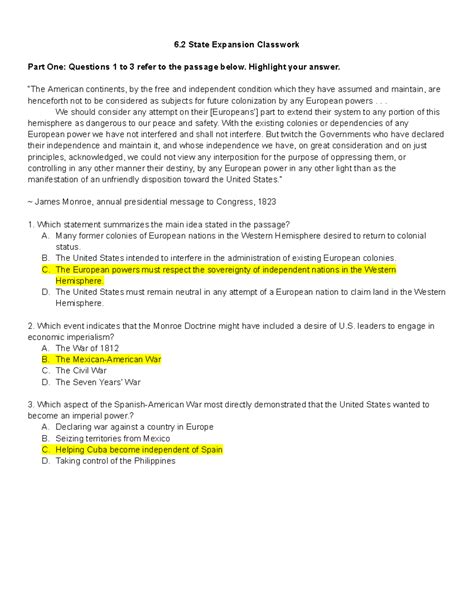 - 6.2 State Expansion Classwork - 6 State Expansion Classwork Part One