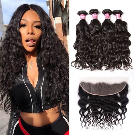 Kriyya Natural Wave Brazilian Hair 4 Bundles With 13x4 Lace Frontal