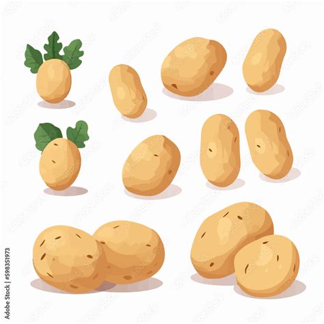 A collection of potato illustrations with a soft color palette for a ...