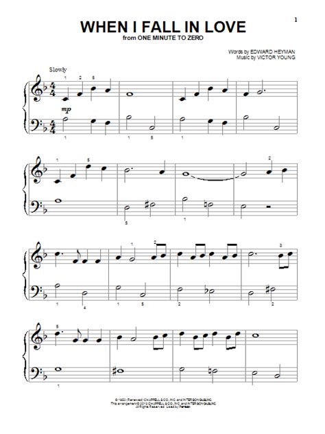 When I Fall In Love Sheet Music By Carpenters Piano Big Notes