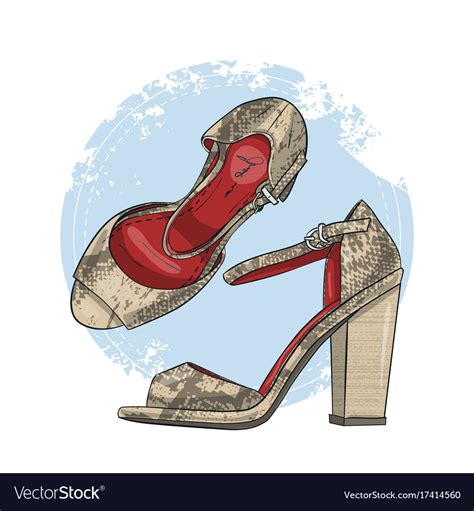 Fashion sketch womens shoes Royalty Free Vector Image