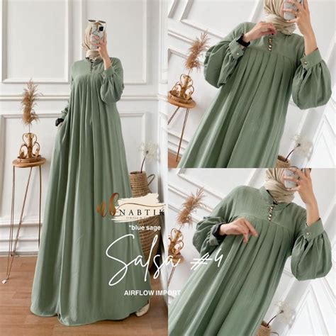 Jual Dress Gamis Muslimah Lengan Panjang Salsa Maxy Airflow Halus