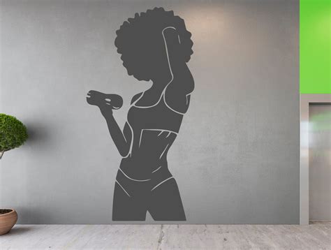 Fitness Girl Decor Sport Wall Decal African Girl Wall Decal Gym Girl