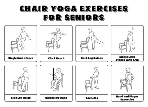 Printable Chair Yoga Poses Chair Yoga Senior Fitness Chair Pose Yoga