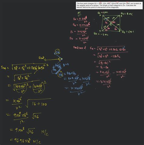 The Four Point Charges Q1 2mc Q3 4mc Q36 Mc And Q4 6mc Are Located