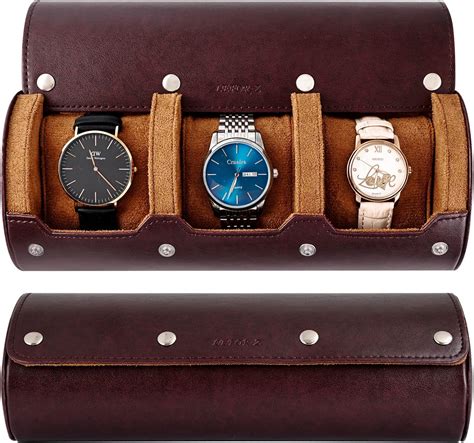 Hatofes Watch Box For Men Watch Roll Case Slot Leather Watch Case