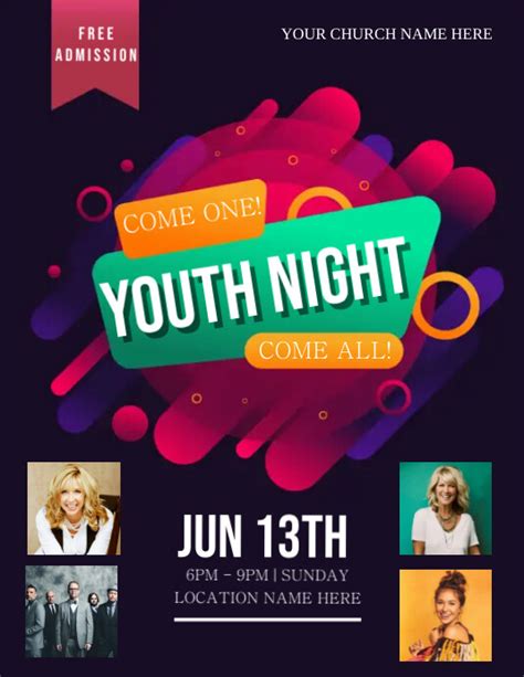 Church Youth Night Flyer Template Postermywall