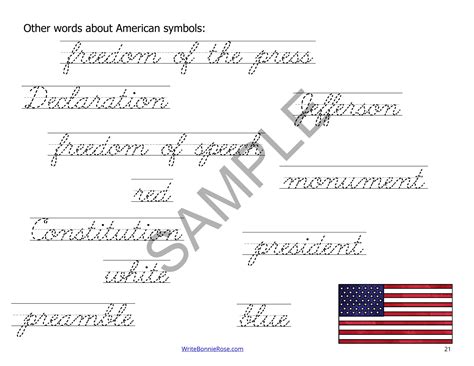 handwriting practice  american symbols cursive   teachers