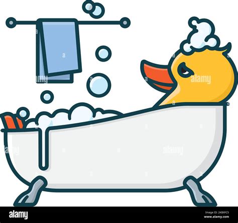 Yellow Duck Relaxing In A Bathtub Cartoon Isolated Vector Illustration