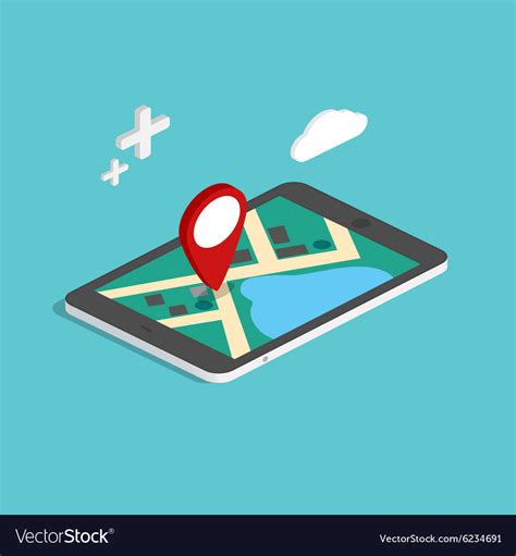 Flat 3d Isometric Mobile Navigation Maps Vector Image