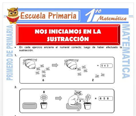 La Sustracción para Primero de Primaria Escuela Primaria