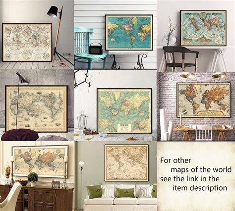 Map of the World World Wall Map Vintage Map of the World | Etsy