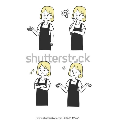 Set Housewives Various Facial Expressions Aprons Stock Vector Royalty Free 2063112965