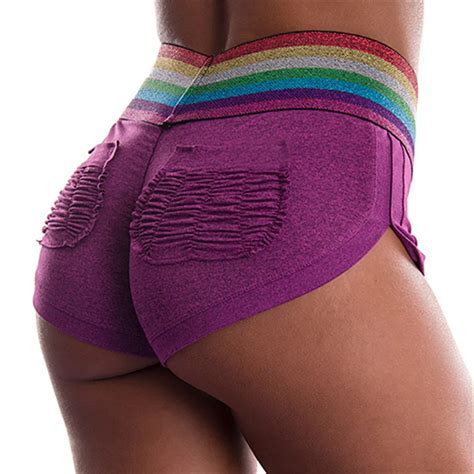 Multicolor Patchwork Sexy Push Up Women Short Shorts Bottom Packets