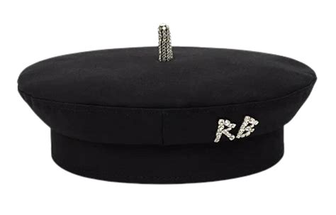 Ruslan Baginskiy Black Crystal Embellished Cotton Beret Whats On The