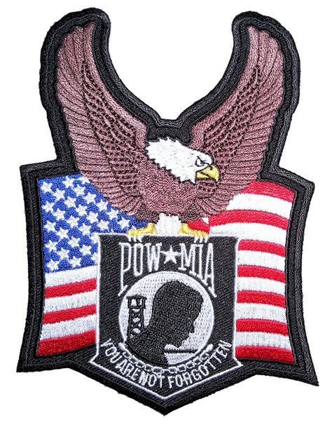 Pow Mia Eagle American Flag Embroidered Biker Patch Quality Biker Patches