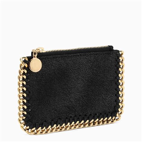 Stella Mccartney Stella Mccartney Black Gold Falabella Zip Credit Card