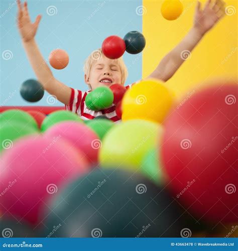 Happy Boy Playing In Ball Pool Stock Photo Image Of Happy Eyes 43663478