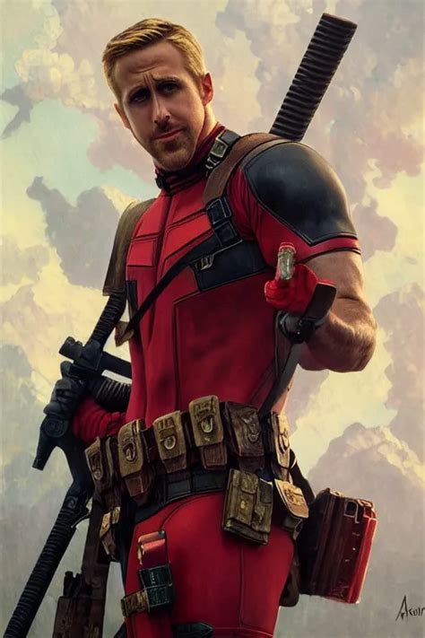 Ryan Gosling as deadpool, no mask, fantasy, powerful, | Stable Diffusion