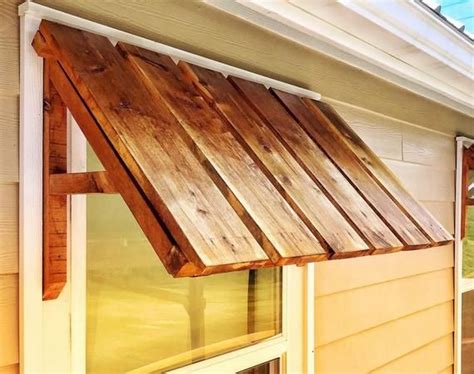 Rustic home decor cedar door and window awning. | House awnings, Diy ...