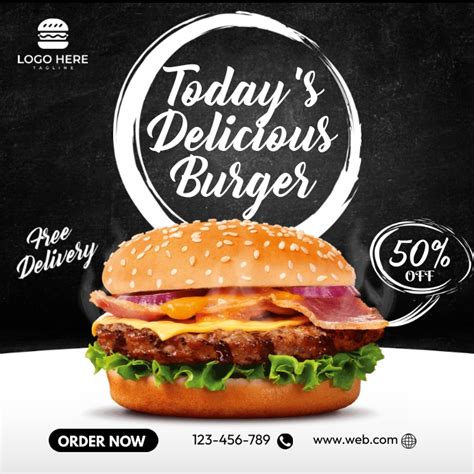 Delicious Burger Ads Template Postermywall