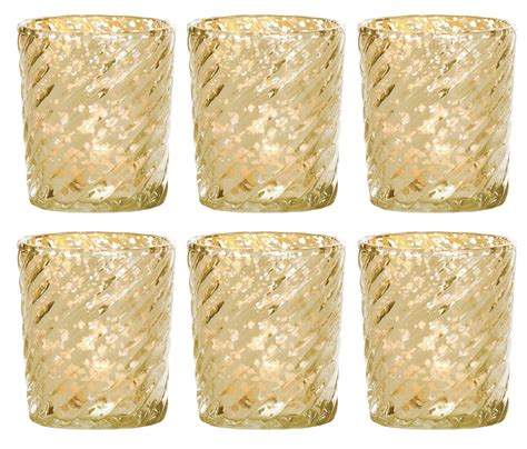 6 Pack Mercury Glass Candle Holder 3 Grace Design Gold For Use