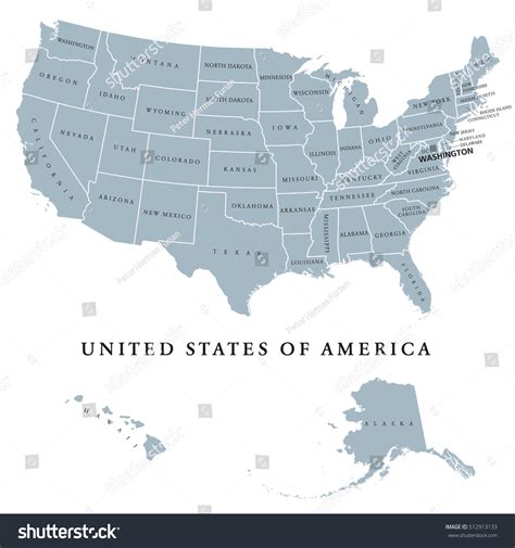 Vektor Stok Usa United States America Political Map Tanpa Royalti