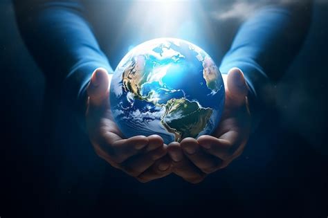 Premium AI Image Close Up Of Human Hands Holding Earth Planet Concept