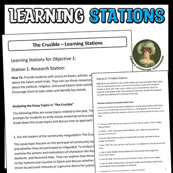 The Crucible Learning Stations Q A Analysis Of Miller S Masterpiece CCSS