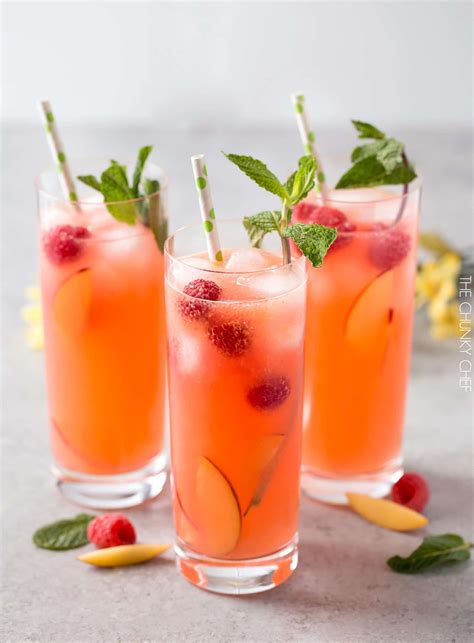 Homemade Raspberry Peach Lemonade The Chunky Chef