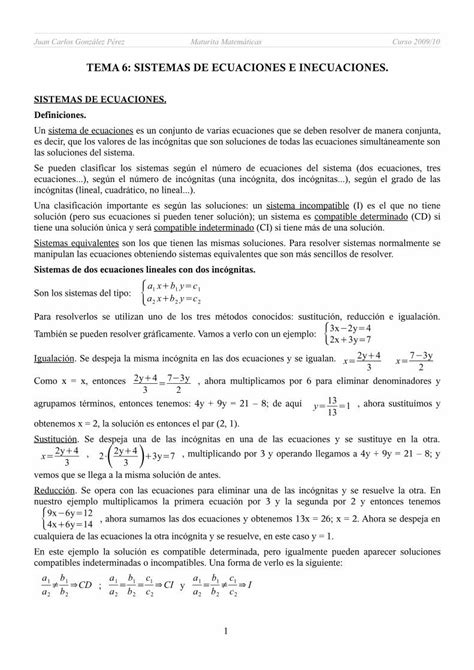 Pdf Tema Sistemas De Ecuaciones E Inecuaciones Dokumen Tips