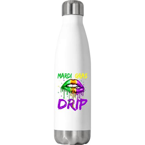 Custom Mardi Gras Drip Costume Sexy Lips Carnival 2023 No Stainless Steel Water Bottle By