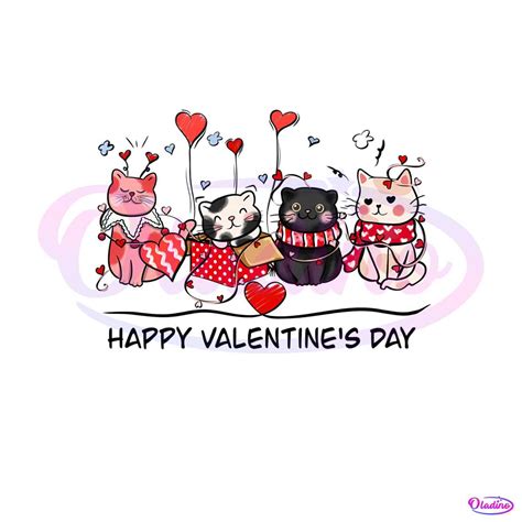 Cute Cat Happy Valentines Day PNG