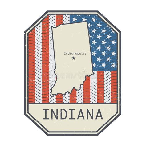 Stamp Or Sign With The Name And Map Of Indiana United States Stock