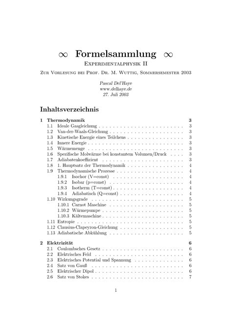 Physik Mitschrift Formelsammlung Pascal DelHaye Zur Vorlesung