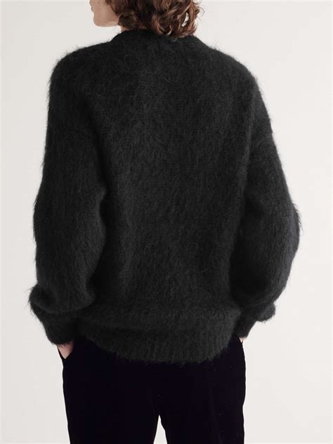 Black Logo Intarsia Mohair Blend Sweater Saint Laurent Mr Porter