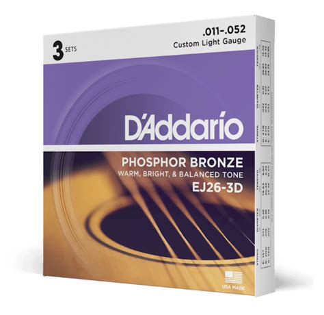 D Addario Ej D Phosphor Bronze Acoustic Guitar Strings Custom Light